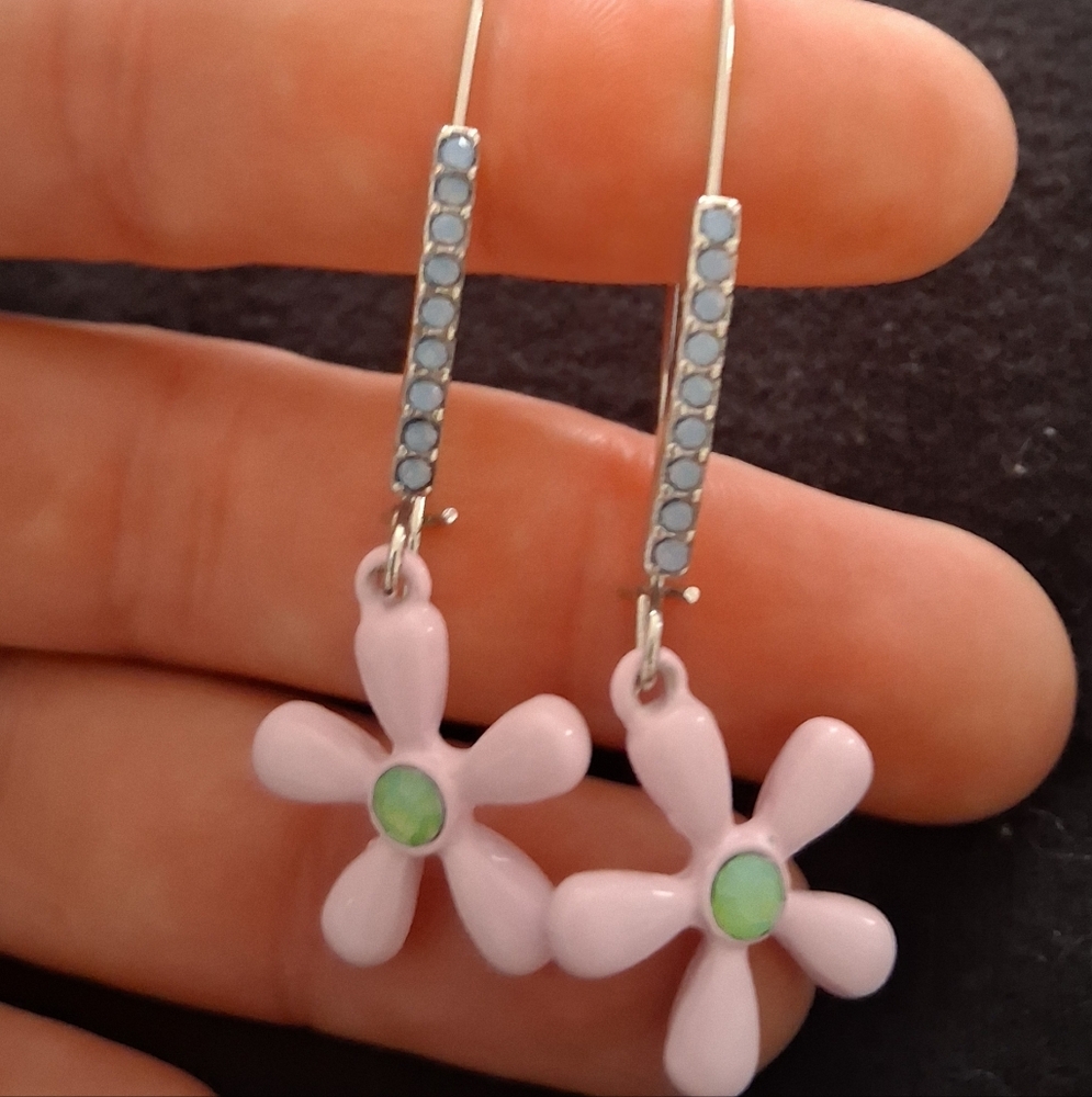 Betsey Johnson Pink and Blue Flower Earrings